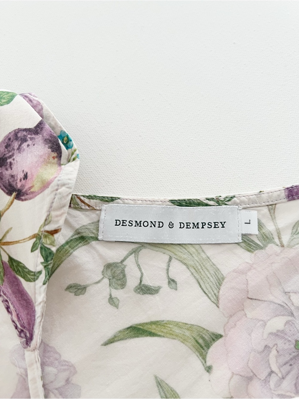 Desmond & Dempsey Lavender Botanical Floral Print Slip Nightgown Size Large - Picture 8 of 10